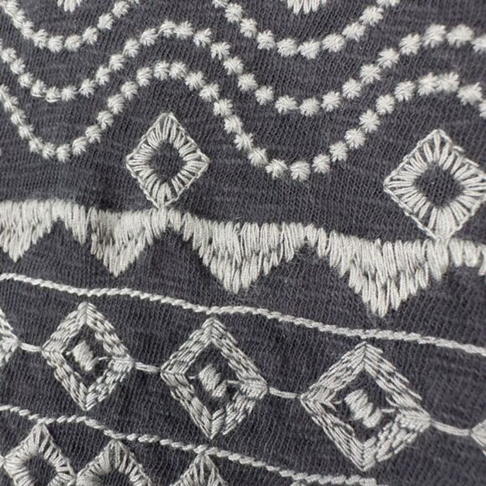 J Jill Embroidered Cotton Tunic Shift Dress Womens‎ Medium Gray Boho Lagenlook - Picture 9 of 16
